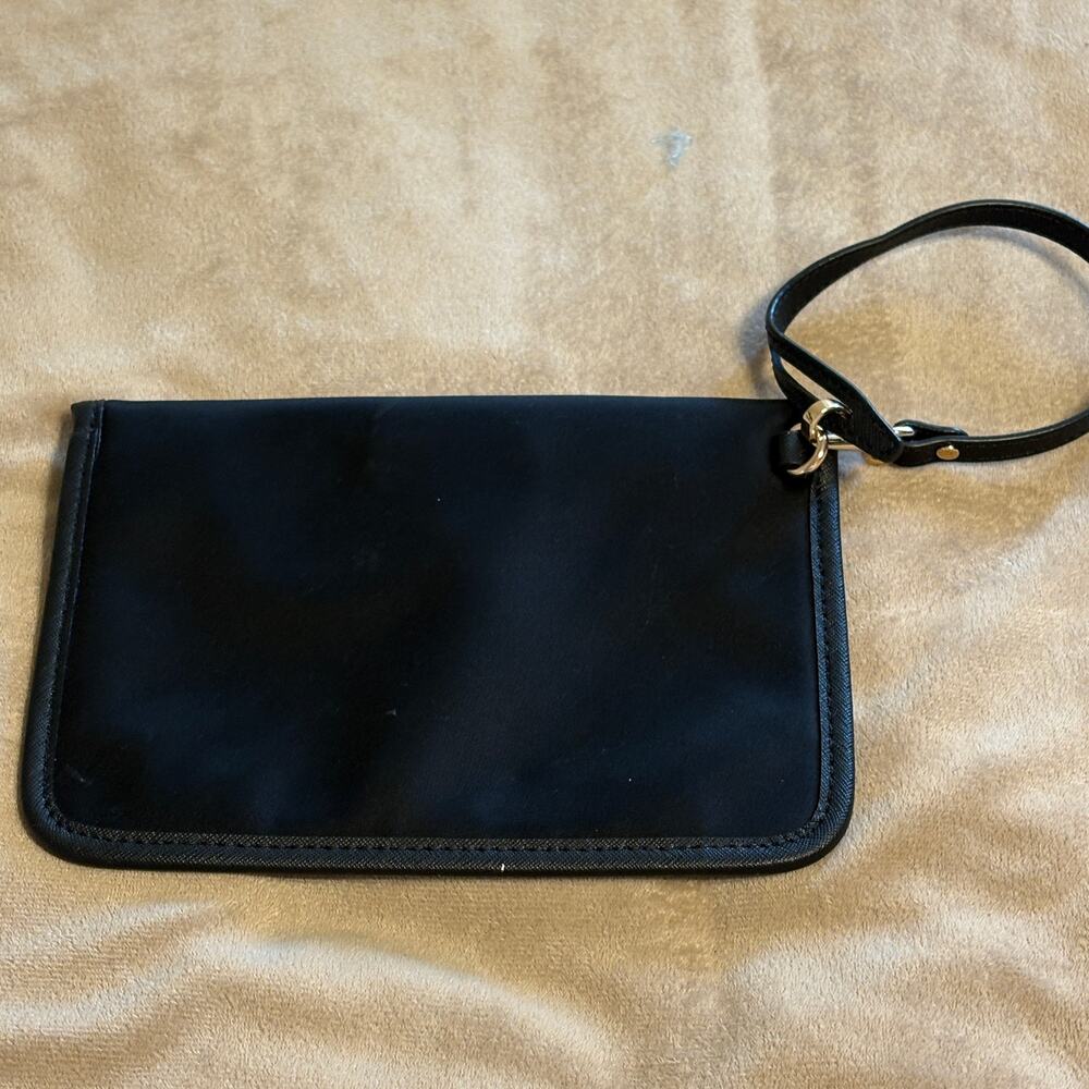 Michael Kors Wristlet Black Nylon Snap Envelope Pouch Purse Clutch - Picture 7 of 8